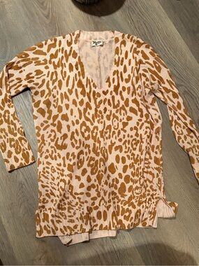 Show Me Your MuMu Cliffside Pink Leopard V-Neck Sweater